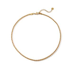 Detailed macro view of 18K gold rope chain with lobster clasp and adjustable link