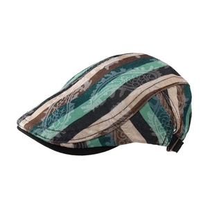 Béret vintage avec motif floral en jacquard coloré et boucle en métal ajustable