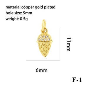 Detailed specs of ice cream pendant with 18K gold plating and cubic zirconia inlay