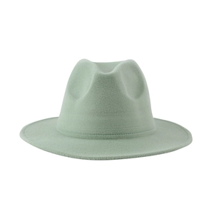 Classic light mint green wool felt fedora hat featuring a vintage wide brim design