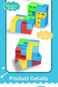 Detail showing colorful geometric tetris blocks for balancing games and spatial logic