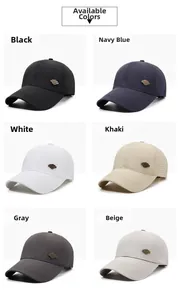 Selection of six breathable baseball caps in neutral tones with side ventilation holes