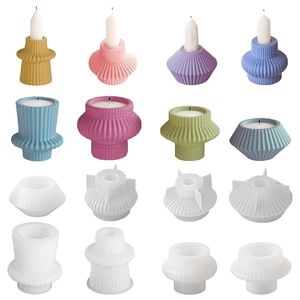 Geometric Stripe Lantern Candle Holder Silicone Mold DIY Handmade Plaster Resin Casting Tool Nordic Style Home Decor