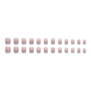 Purple French tip press-on nails with pink gradient base and silver star sequins