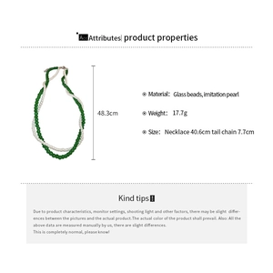 Detailed size chart for the green glass bead and imitation pearl double layer necklace