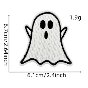 Detailed size and weight guide for Halloween ghost embroidery iron-on patch