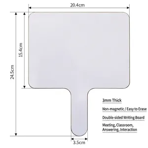 Double-sided handheld whiteboard paddle 20.4x15.4cm for classroom and office use