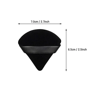 Small black velvet triangle powder puff for loose powder, size 7.0cm x 6.5cm