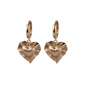 Orecchini a cuore vintage in argento S925 con finitura dorata spazzolata per donna