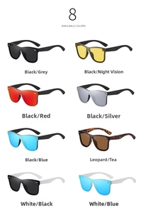 Matrix view of 8 available colors for polarized wraparound sports sunglasses with UV protection