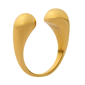 Minimalist 18k gold plated stainless steel open ring with polished abstract geometric design