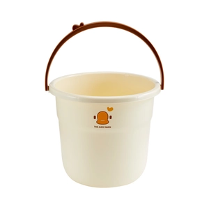 Cartoon student dormitory plastic bucket set with handle in cream white and brown