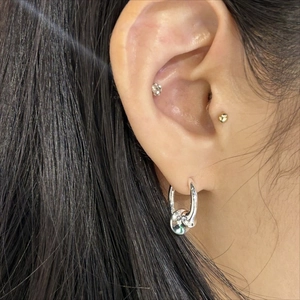Minimalist 925 sterling silver hoop earrings with zircon studs for multi-piercing