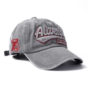 Vintage washed grey baseball cap with Always and New York City 3D embroidery detail