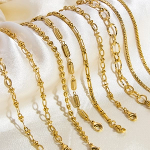 Stainless Steel Bracelet Gold Plated Waterproof Hypoallergenic Cuban Heart Link Chain Jewelry For Women Men