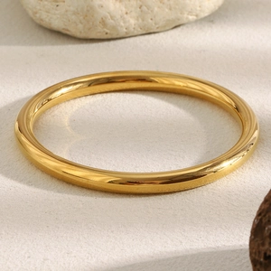 Bracelet jonc minimaliste en acier inoxydable plaqué or 18 carats sur pierre naturelle