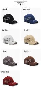 Grid view of vintage embroidered baseball caps in black, navy, white, khaki, grey, and burgundy