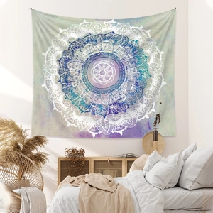 Böhmischer Mandala Wandteppich mit lila Farbverlauf für moderne Schlafzimmerdekoration