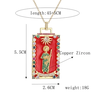 Detailed size chart for vintage gold-plated pendant necklace with 45+5cm chain length