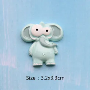 Cute mint green resin elephant flatback charm for DIY crafts, measures 3.2x3.3cm