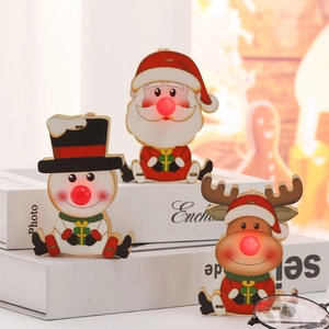 Decorazioni Di Natale In Legno Luminose LED Pendenti Babbo Natale Pupazzo Di Neve Renna Albero Casa Festivo