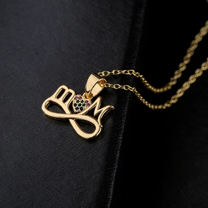 18K gold plated MOM necklace with colorful zircon heart and infinity symbol pendant