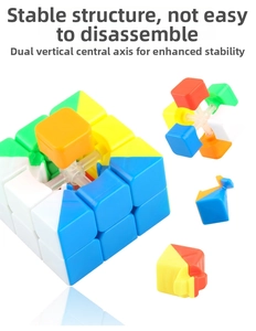 Detail showing the internal double vertical center shaft structure for cube stability