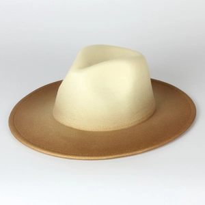 Vintage British Style Gradient Tie-Dye Wide Brim Fedora Hat Women Men Cotton Polyester Felt Jazz Hat Party Travel Winter Warm Cap