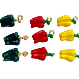 Assorted colorful bell pepper alloy enamel charms for DIY jewelry making and earrings