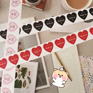 Heart Shaped Thank You Stickers Self Adhesive Decorative Labels For Gift Packaging Sealing Scrapbooking Cute Colorful