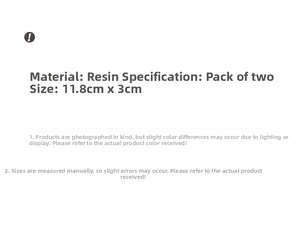 Detailed size specifications for two-piece resin hair pins measuring 11.8cm by 3cm