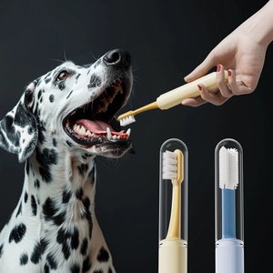 Multifunctional Pet Toothbrush Silicone PP Soft Bristles Oral Cleaning Breath Freshener Portable Case For Cats Dogs