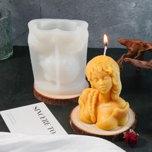 Artistic goddess silicone candle mold showing intricate braided hair detail on female bust