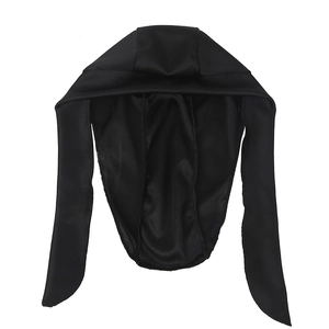 Black stretch quick-dry pirate headscarf and durag with long ties for sport fashion
