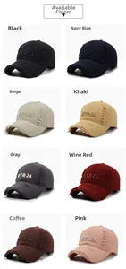Vue en grille de casquettes vintage vieillies avec broderie 3D NY&JA en 8 couleurs