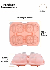 Pink silicone owl ice cube mold dimensions and four cavity product specification