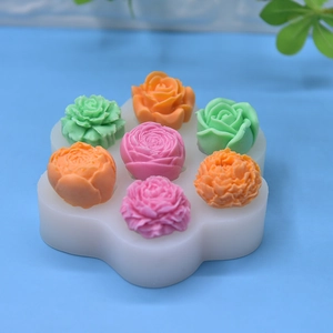 7-cavity 3D rose flower silicone mold for DIY soap, cake decorating and candles