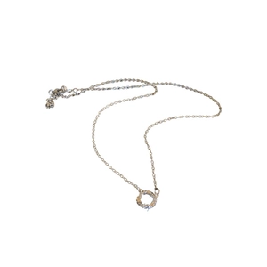 Elegant gold stainless steel circular pendant necklace with cubic zirconia for women