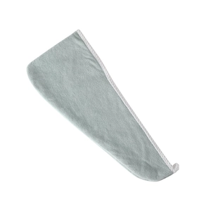 Absorbent double-layer microfiber hair drying towel cap in light greyish green