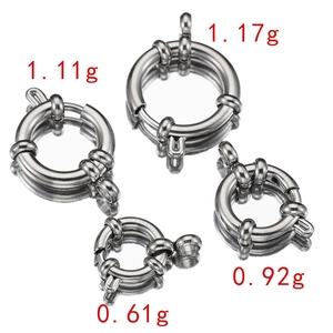 Silver stainless steel spring ring clasp for DIY jewelry in four weight sizes