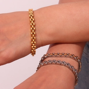 Chic 18K gold plated stainless steel watch-link bracelets in gold, silver, and two-tone finishes