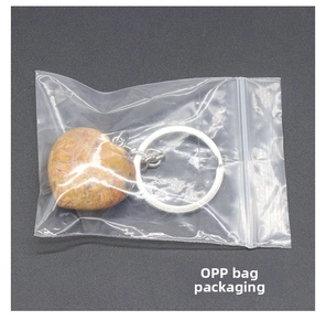 30mm natural heart-shaped agate stone keychain in clear OPP protective bag