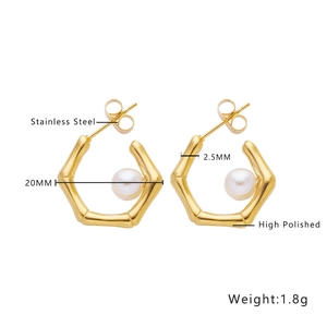 Polished stainless steel gold hoop earring details with dimensions 20mm and 2.5mm
