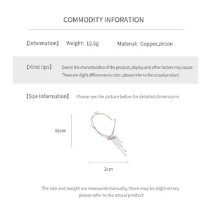 Size chart showing 46cm length and 3cm pendant width for the fan-shaped zircon necklace