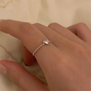 925 Sterling Silver Heart Ring For Women Minimalist Twisted Rope Adjustable Open Finger Jewelry Korean Style