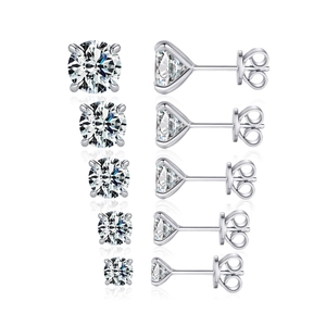 Classic S925 sterling silver moissanite stud earrings in five different sizes set