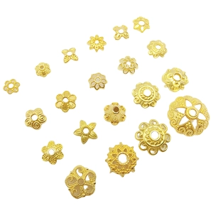 Golden hollow petal bead caps and flower spacers for DIY jewelry making and crafts