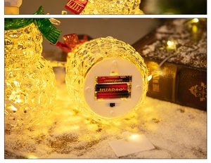 Detail view of the battery compartment and ON/OFF switch on the LED snowman light base