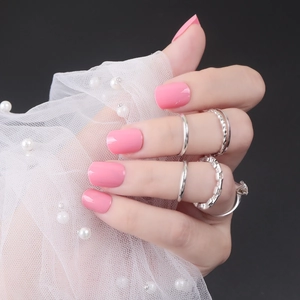 Short Square Glossy Press On Nails Boxed Artificial Fake Nail Patches For Fashionable Kids And Women