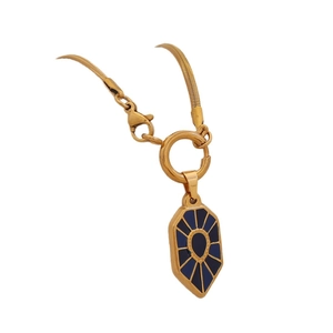 Vintage hexagonal drip oil pendant necklace with golden snake chain for women